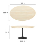 Modway Lippa 60" Oval Faux Travertine Dining Table
