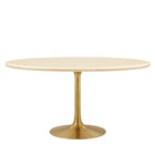 Modway Lippa 60" Oval Faux Travertine Dining Table  