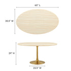Modway Lippa 60" Oval Faux Travertine Dining Table