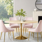 Modway Lippa 60" Oval Faux Travertine Dining Table