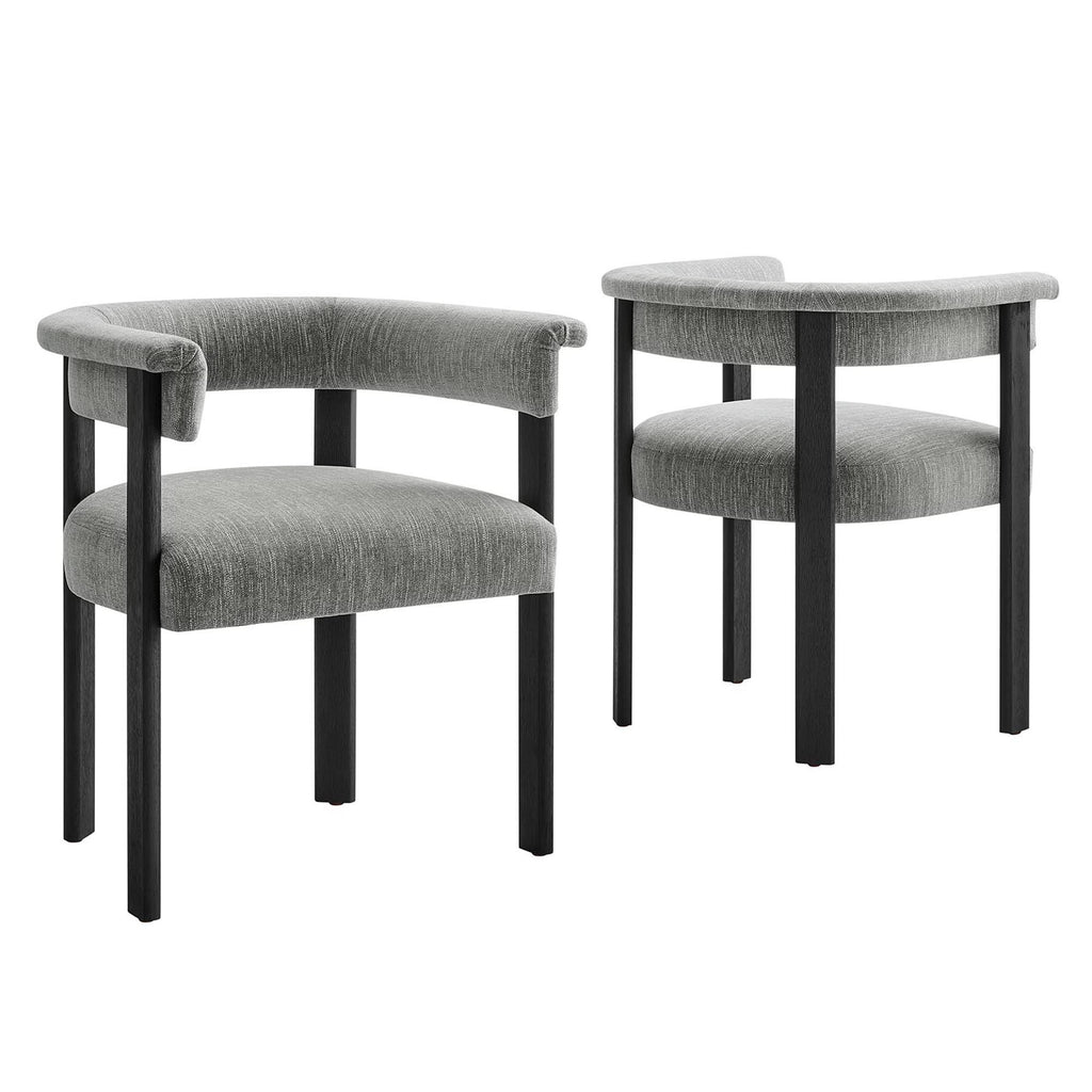 Modway Imogen Fabric Upholstered Barrel Dining Chairs Set of 2  