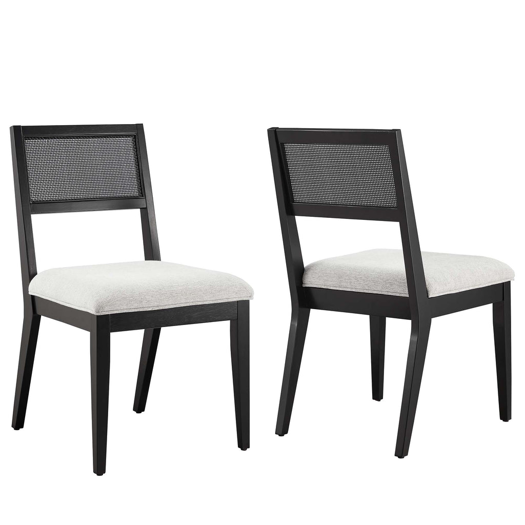 Modway Nimba Faux Rattan Fabric Dining Chairs Set of 2  