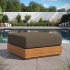 Modway Tahoe Outdoor Patio Acacia Wood Ottoman