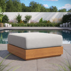 Modway Tahoe Outdoor Patio Acacia Wood Ottoman