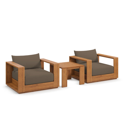 Modway Tahoe 3-Piece Outdoor Patio Acacia Wood Furniture Set  
