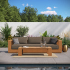 Modway Tahoe 2-Piece Outdoor Patio Acacia Wood Sofa and Coffee Table Set