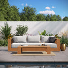 Modway Tahoe 2-Piece Outdoor Patio Acacia Wood Sofa and Coffee Table Set