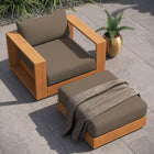 Modway Tahoe 2-Piece Outdoor Patio Acacia Wood Armchair and Ottoman Set