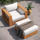 Modway Tahoe 2-Piece Outdoor Patio Acacia Wood Armchair and Ottoman Set