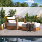 Modway Tahoe 2-Piece Outdoor Patio Acacia Wood Armchair and Ottoman Set