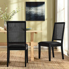 Modway Arlo Vegan Leather Upholstered Faux Rattan and Wood Dining Side Chairs Set of 2