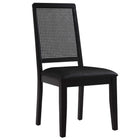 Modway Arlo Vegan Leather Upholstered Faux Rattan and Wood Dining Side Chairs Set of 2