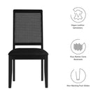 Modway Arlo Vegan Leather Upholstered Faux Rattan and Wood Dining Side Chairs Set of 2