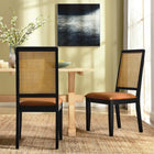 Modway Arlo Vegan Leather Upholstered Faux Rattan and Wood Dining Side Chairs Set of 2