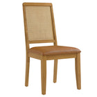 Modway Arlo Vegan Leather Upholstered Faux Rattan and Wood Dining Side Chairs Set of 2