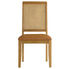 Modway Arlo Vegan Leather Upholstered Faux Rattan and Wood Dining Side Chairs Set of 2