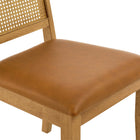 Modway Arlo Vegan Leather Upholstered Faux Rattan and Wood Dining Side Chairs Set of 2