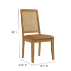 Modway Arlo Vegan Leather Upholstered Faux Rattan and Wood Dining Side Chairs Set of 2