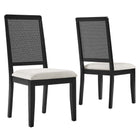Modway Arlo Faux Rattan and Wood Dining Side Chairs Set of 2  