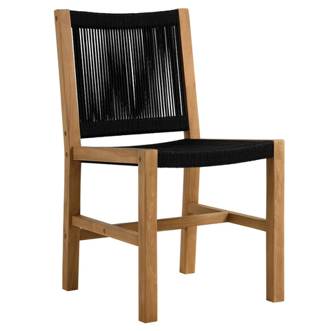 Modway Vienna 7-Piece Outdoor Patio Teak and Rope Dining Set with Armless Chairs  