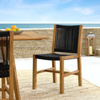 Modway Vienna Outdoor Patio Teak and Rope Armless Dining Chairs Set of 2