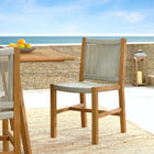Modway Vienna Outdoor Patio Teak and Rope Armless Dining Chairs Set of 2