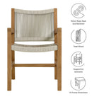 Modway Vienna Outdoor Patio Teak and Rope Dining Armchairs Set of 2