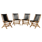 Modway Vienna Outdoor Patio Teak and Rope Folding Chairs Set of 4  