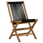 Modway Vienna 2-Piece Outdoor Patio Teak and Rope Folding Accent Lounge Chair and Ottoman Set
