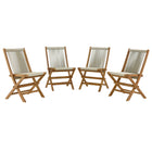 Modway Vienna Outdoor Patio Teak and Rope Folding Chairs Set of 4  
