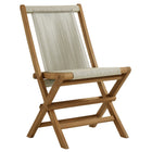 Modway Vienna 2-Piece Outdoor Patio Teak and Rope Folding Accent Lounge Chair and Ottoman Set