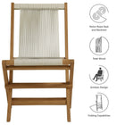 Modway Vienna Outdoor Patio Teak and Rope Folding Chairs Set of 4