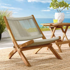 Modway Vienna Outdoor Patio Teak and Rope Folding Accent Lounge Chair