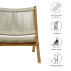 Modway Vienna Outdoor Patio Teak and Rope Folding Accent Lounge Chair