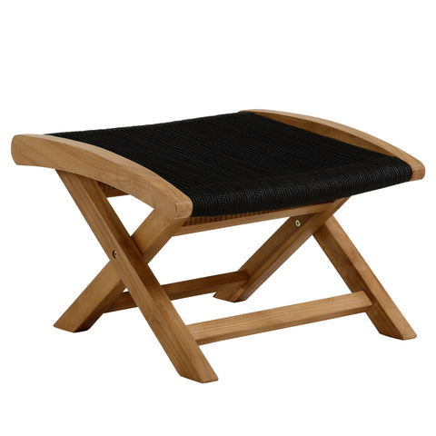 Modway Vienna Outdoor Patio Teak and Rope Folding Ottoman  