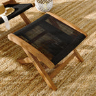 Modway Vienna Outdoor Patio Teak and Rope Folding Ottoman