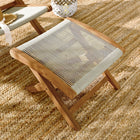 Modway Vienna Outdoor Patio Teak and Rope Folding Ottoman