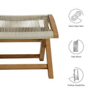 Modway Vienna Outdoor Patio Teak and Rope Folding Ottoman