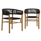 Modway Vienna Outdoor Patio Teak and Rope Curved-Back Dining Armchairs Set of 2  