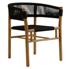 Modway Vienna 5-Piece Outdoor Patio Teak and Rope Dining Set with Curved-Back Armchairs