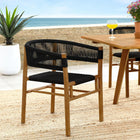Modway Vienna Outdoor Patio Teak and Rope Curved-Back Dining Armchairs Set of 2