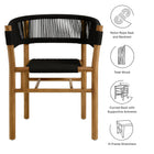Modway Vienna Outdoor Patio Teak and Rope Curved-Back Dining Armchairs Set of 2