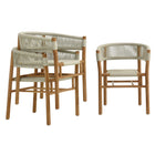 Modway Vienna Outdoor Patio Teak and Rope Curved-Back Dining Armchairs Set of 2