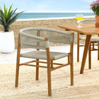 Modway Vienna Outdoor Patio Teak and Rope Curved-Back Dining Armchairs Set of 2