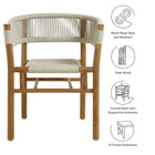 Modway Vienna Outdoor Patio Teak and Rope Curved-Back Dining Armchairs Set of 2