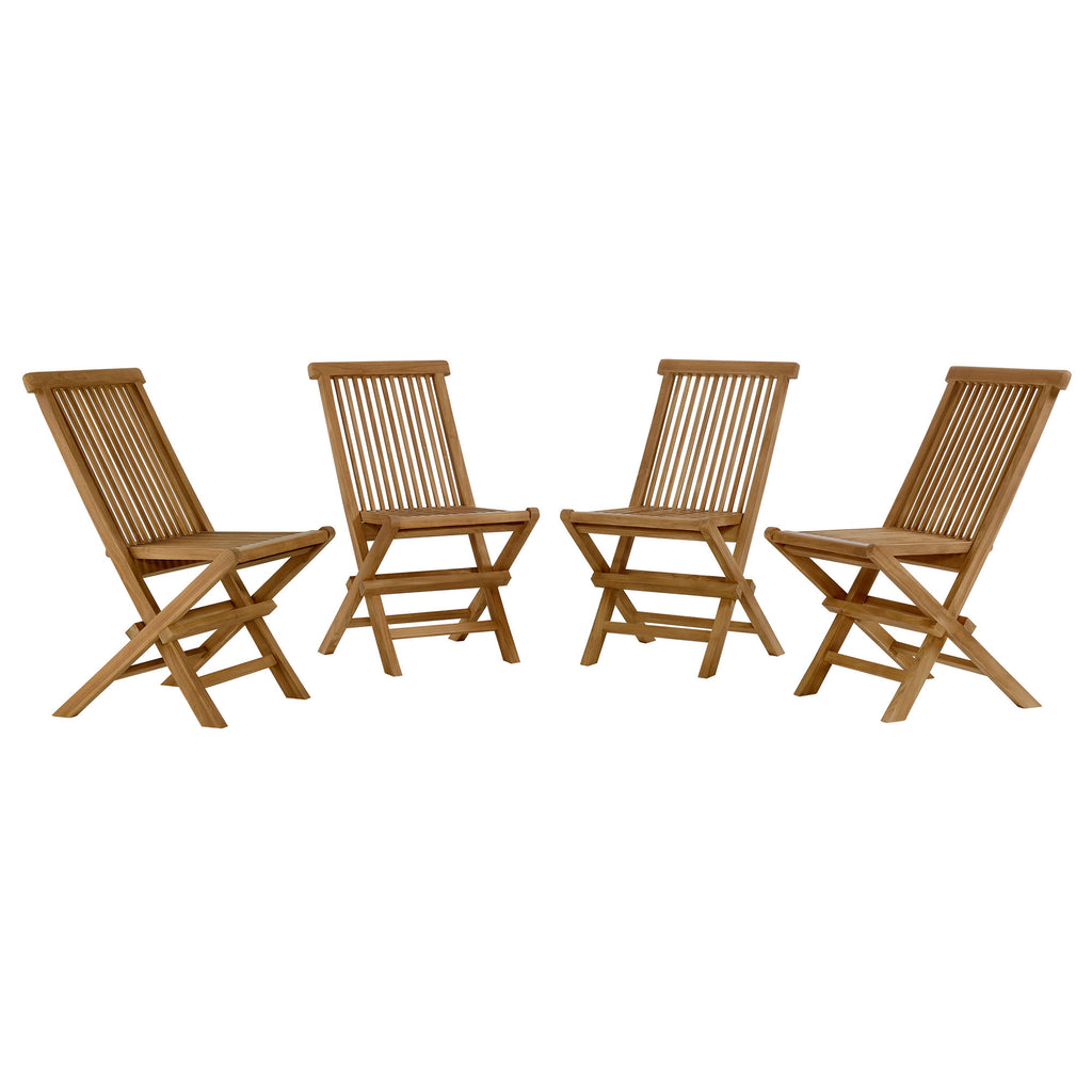 Modway Vienna Outdoor Patio Teak Wood Folding Dining Chairs Set of 4  