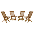 Modway Vienna Outdoor Patio Teak Wood Folding Dining Chairs Set of 4  