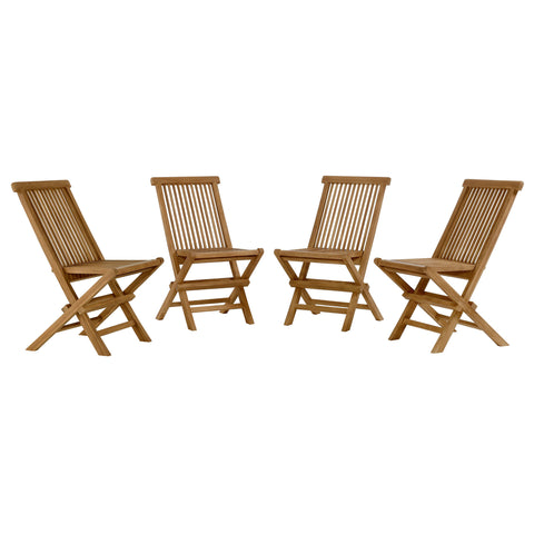 Modway Vienna Outdoor Patio Teak Wood Folding Dining Chairs Set of 4  