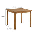 Modway Vienna 34" Square Outdoor Patio Teak Wood Dining Table