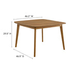Modway Vienna 46" Square Outdoor Patio Teak Wood Dining Table